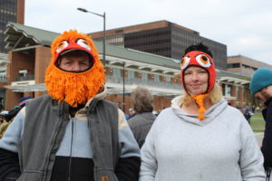It was pretty cold out there — Gritty can be both functional and fashionable.