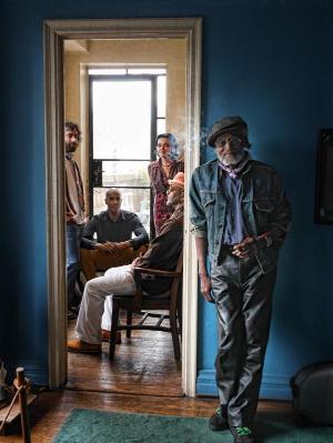 Melvin Van Peebles and his funk band Laxative, photographed winter 2014 at his Manhattan apartment. Photo by Kyle Cassidy