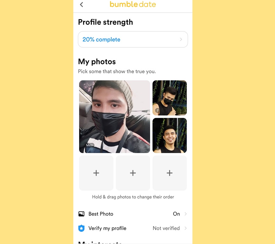 Bumble app profile example