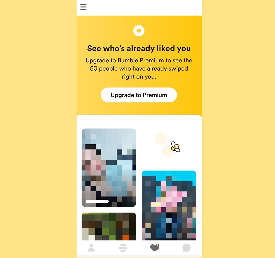 Bumble Who Likes You Preview Screenshot with Blurred Profiles