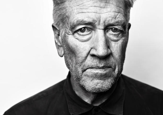 Black and white portrait of David Lynch