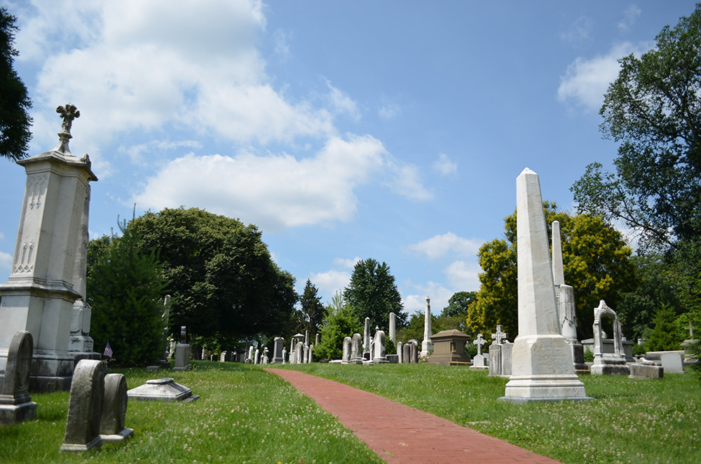 Laurel Hill Cemetary on a sunny day