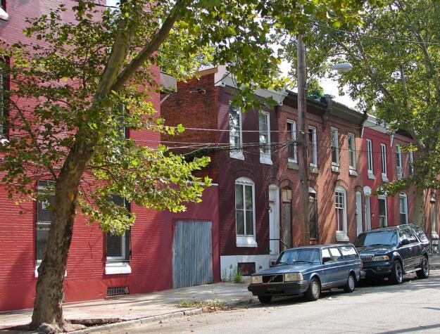 A block of row homes in Brewerytown.