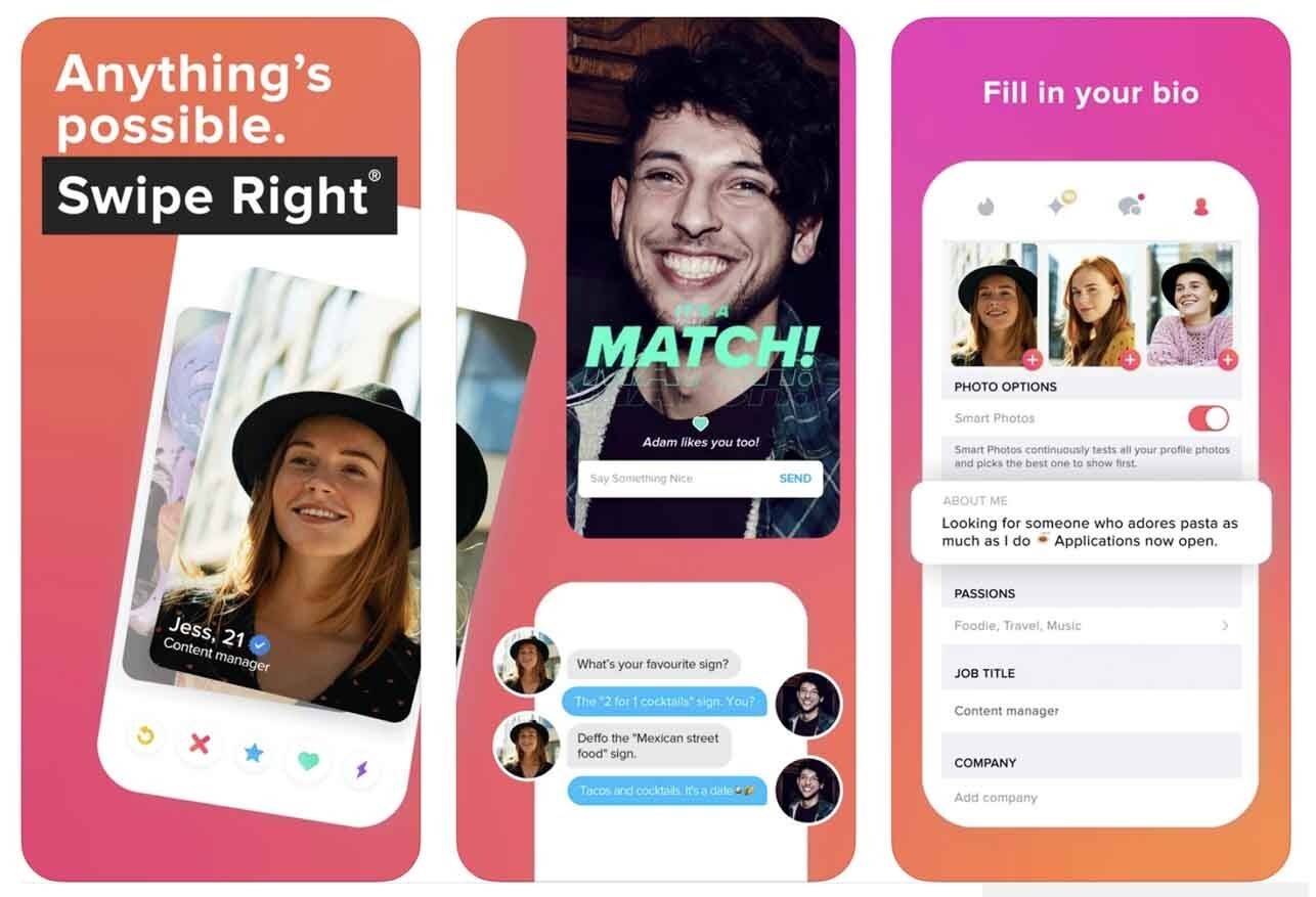 tinder promotional screenshots