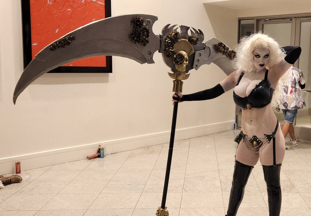 Scantily clad woman in cosplay