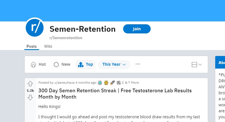 the semen retention subreddit