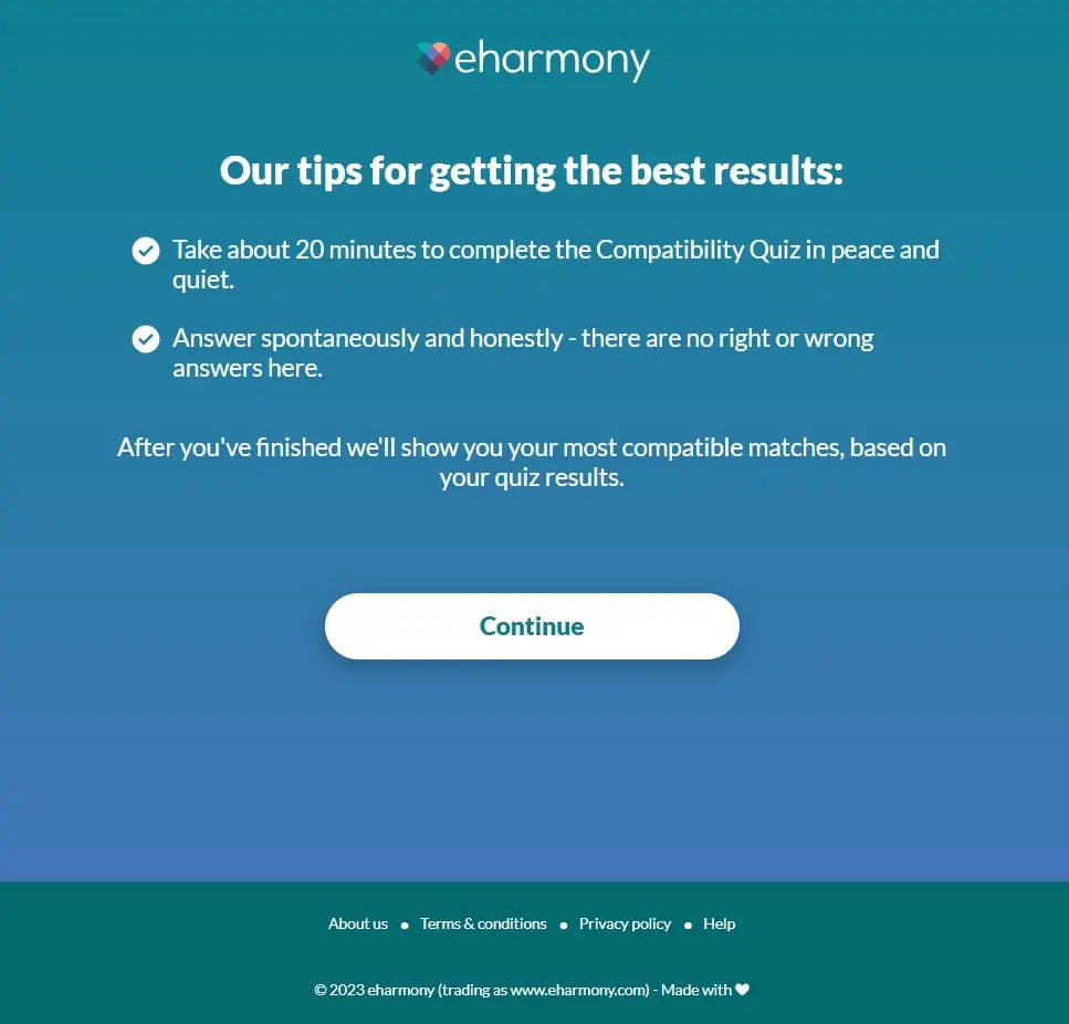 eharmony quiz